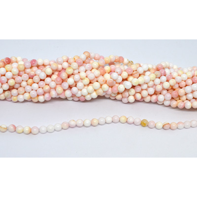 Pink Shell polished round 4mm strand 86 beads