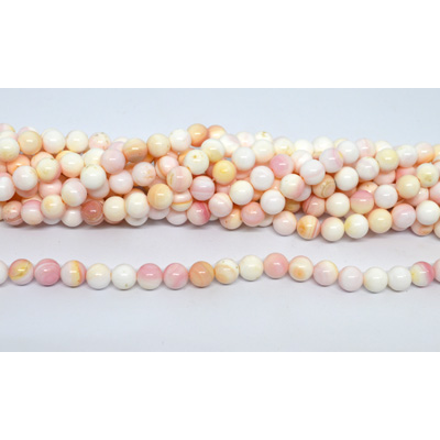 Pink Shell polished round 7mm strand 54 beads