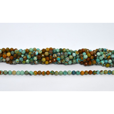 Turquoise shaded faceted round 6mm strand 64 beads