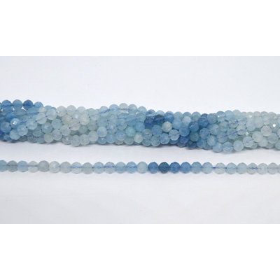 Aquamarine shaded faceted round 6mm strand 68 beads