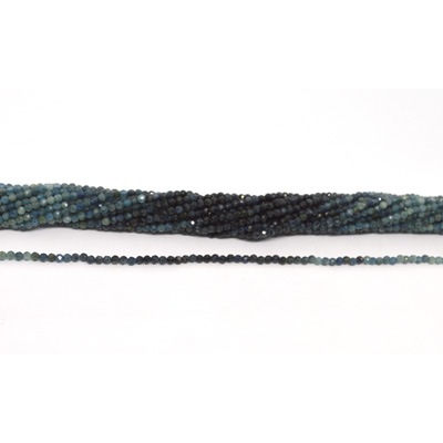 Blue Tourmaline shaded faceted round 2mm strand 178 beads