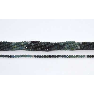 Blue Tourmaline shaded faceted round 3mm strand 132 beads