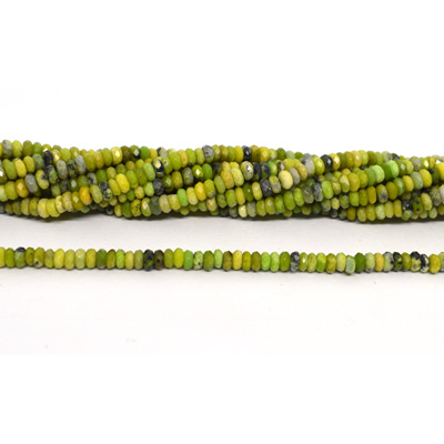 Green Grass Turquoise faceted rondel 2x4mm strand 200 beads