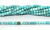 Turquoise (dyed) faceted cube 4mm strand 98 beads-beads incl pearls-Beadthemup