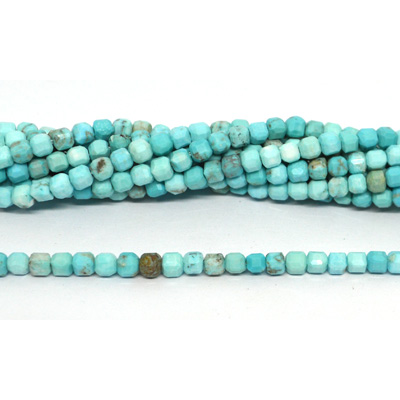 Turquoise (dyed) faceted cube 4mm strand 98 beads