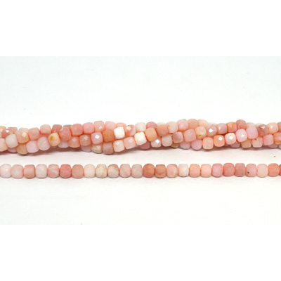 Pink Opal peruvian faceted cube 4mm strand 88 beads