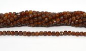 Hessonite Garnet faceted cube 4mm strand 80 beads-beads incl pearls-Beadthemup
