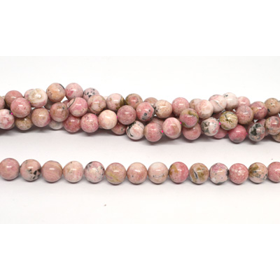 Rhodochrosite Peruvian polished round 8mm strand 46 beads