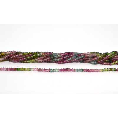 Rainbow tourmaline rondel 3.8x2mm strand 154 beads