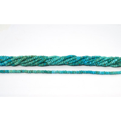 Turquoise shaded USA polished rondel 3x2mm strand 210 beads