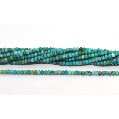 Turquoise faceted rondel 2x3mm strand 174 beads