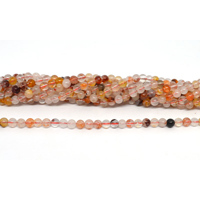 Red Iron/Hematoid Quartz polished round 4mm strand 86 beads