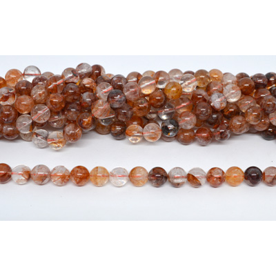 Red Iron/Hematoid Quartz polished round 8mm strand 45 beads