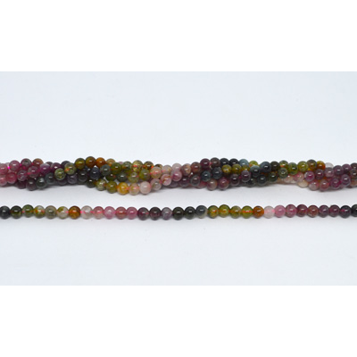 Tourmaline shaded polished round 4mm strand 100 beads
