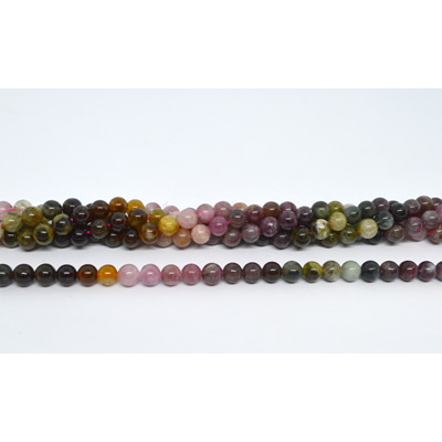 Tourmaline shaded polished round 6mm strand 60 beads