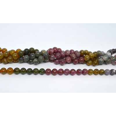 Tourmaline shaded polished round 8mm strand 46 beads
