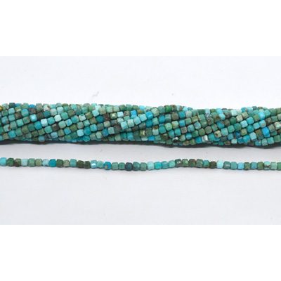 Turquoise faceted cube 2mm strand 195 beads