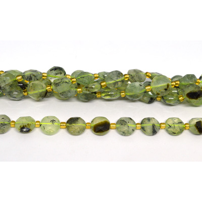 Prehnite Faceted Coin 10mm strand 32 beads