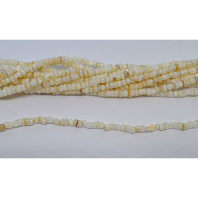 Natural Freshwater Shell rondel/heshi white 3.8mm strand 120-145 beads