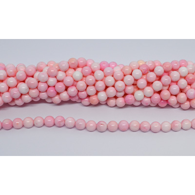 Pink shell polished round 6.8/6mmstrand 63 beads