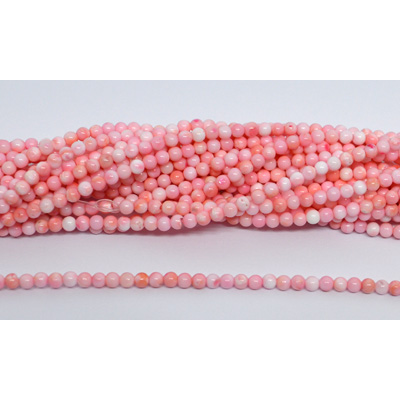 Pink shell polished round 3mm strand 140 beads