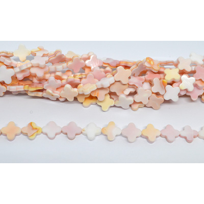 Pink shell 4 leaf clover 10mm strand 40 beads