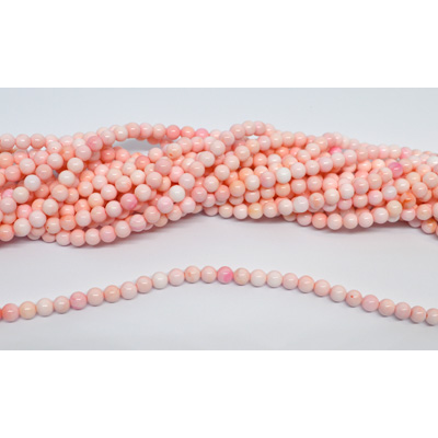 Pink shell polished round 4.6mm strand 88 beads