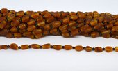 Amber DARK Rough Barrel 6x8mm and 3mm round strand 34 Barrels-beads incl pearls-Beadthemup