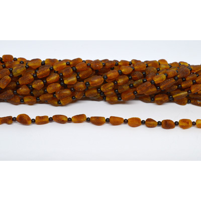 Amber DARK Rough Barrel 6x8mm and 3mm round strand 34 Barrels