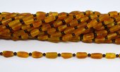 Amber Light Rough Barrel 6x8mm and 3mm round strand 34 Barrels-beads incl pearls-Beadthemup