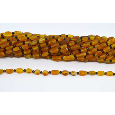 Amber Medium Rough Barrel 6x8mm and 3mm round strand 34 Barrels