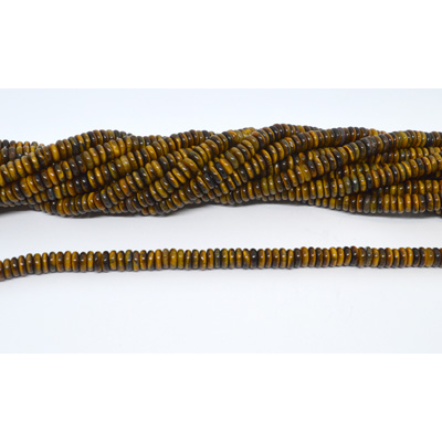 Tiger Eye Polished Rondel 6x2mm strand 180 beads