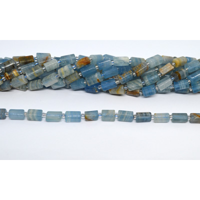 Blue Calcite Faceted Tube 8x11mm strand 30 beads