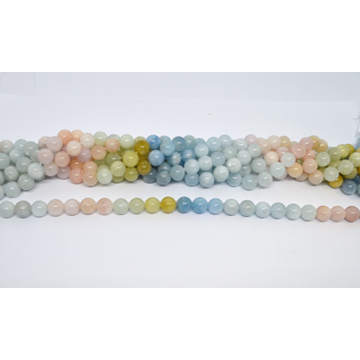 Beryl shaded polished round 10mm  strand 40 beads
