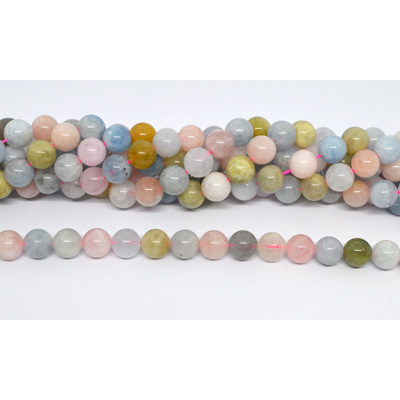 Beryl A polished round 10mm  strand 40 beads