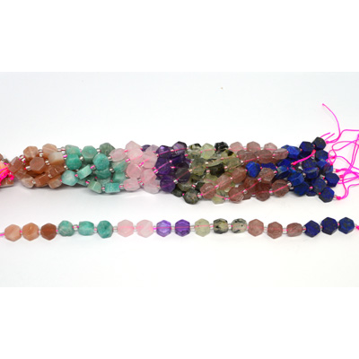 Hexagon 9mm strand 7 stones Charka 19cm 19 beads
