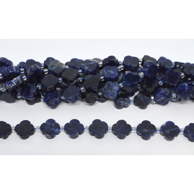 Sodsalite 11mm 4 leaf Clover 19cm strand 15 beads