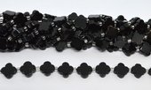 Black Obsidian 11mm 4 leaf Clover 19cm strand 15 beads-beads incl pearls-Beadthemup