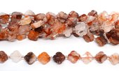 Red Iron/Hematoid Quartz 11mm 4 leaf Clover 19cm strand 15 beads-beads incl pearls-Beadthemup