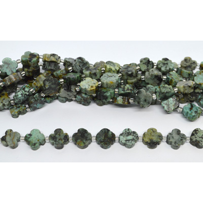 African Turquoise  11mm 4 leaf Clover 19cm strand 15 beads