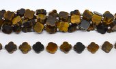 Tiger Eye 11mm 4 leaf Clover 19cm strand 15 beads-beads incl pearls-Beadthemup