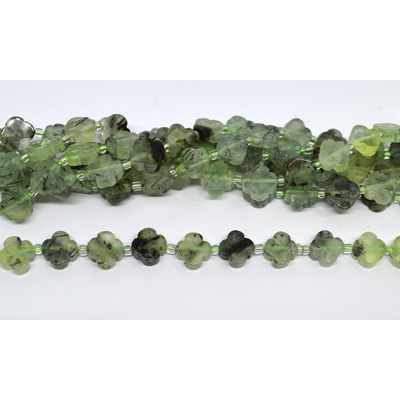 Prehnite 11mm 4 leaf Clover 19cm strand 15 beads