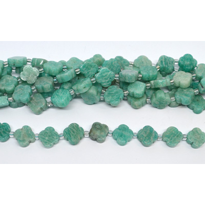 Amazonite  11mm 4 leaf Clover 19cm strand 15 beads