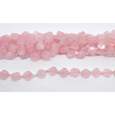 Madagascar rose quartz  11mm 4 leaf Clover 19cm strand 15 beads