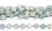 Aquamarine 11mm 4 leaf Clover 19cm strand 15 beads-beads incl pearls-Beadthemup