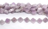 Kunzite 11mm 4 leaf Clover 19cm strand 15 beads-beads incl pearls-Beadthemup