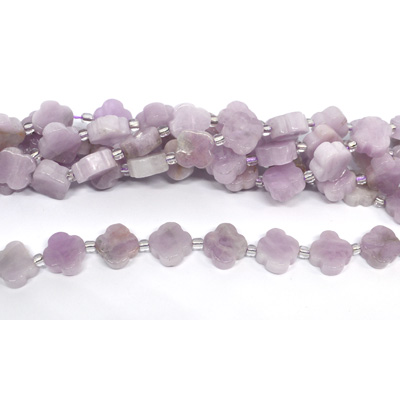 Kunzite 11mm 4 leaf Clover 19cm strand 15 beads
