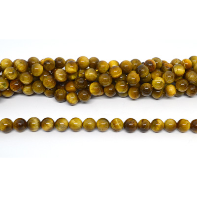 Golden Tiger Eye polished round 10mm strand 37 beads