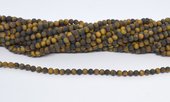 Matt Tiger Eye round 4mm strand 82 beads-beads incl pearls-Beadthemup