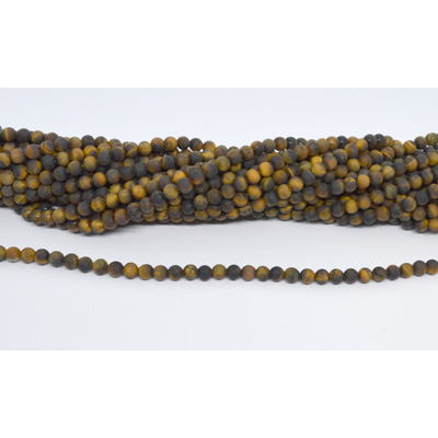Matt Tiger Eye round 4mm strand 82 beads